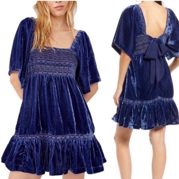 Free People easy to love mini dress in velvet layers Size S NWT - Picture 1 of 16
